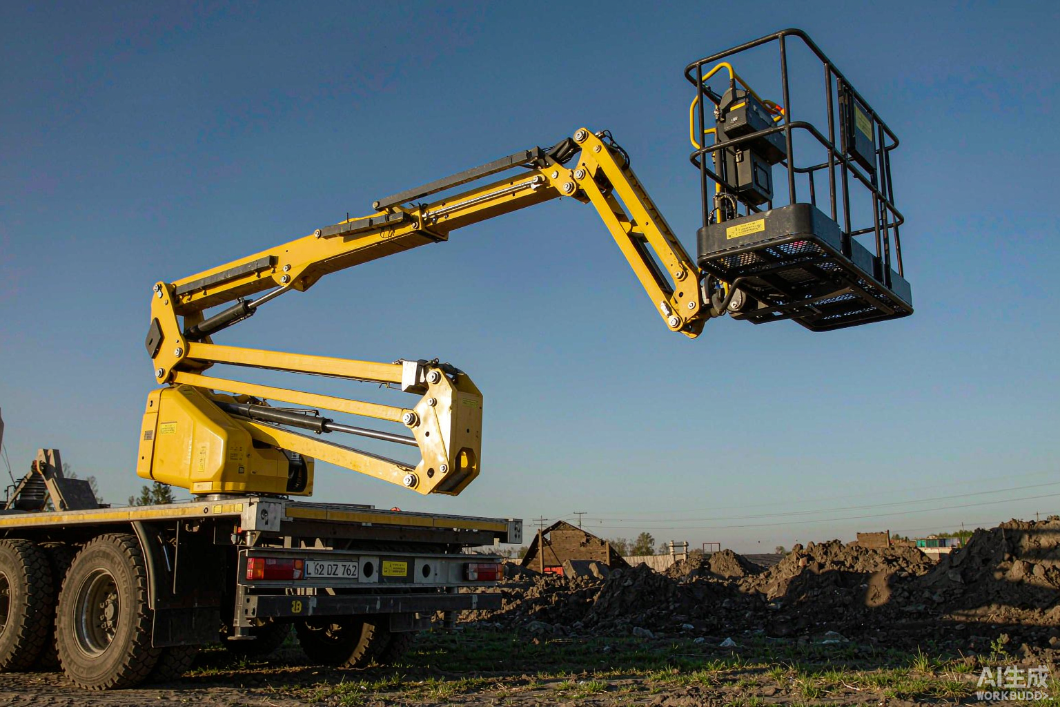 Yellow JLG articulated boom lift